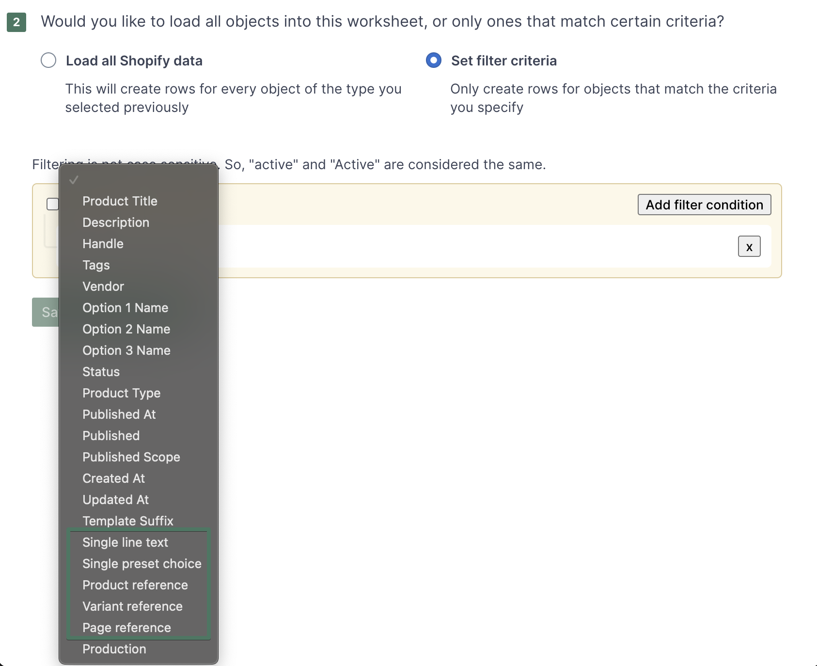 Mixtable Conditional Worksheets can now have metafields as conditions