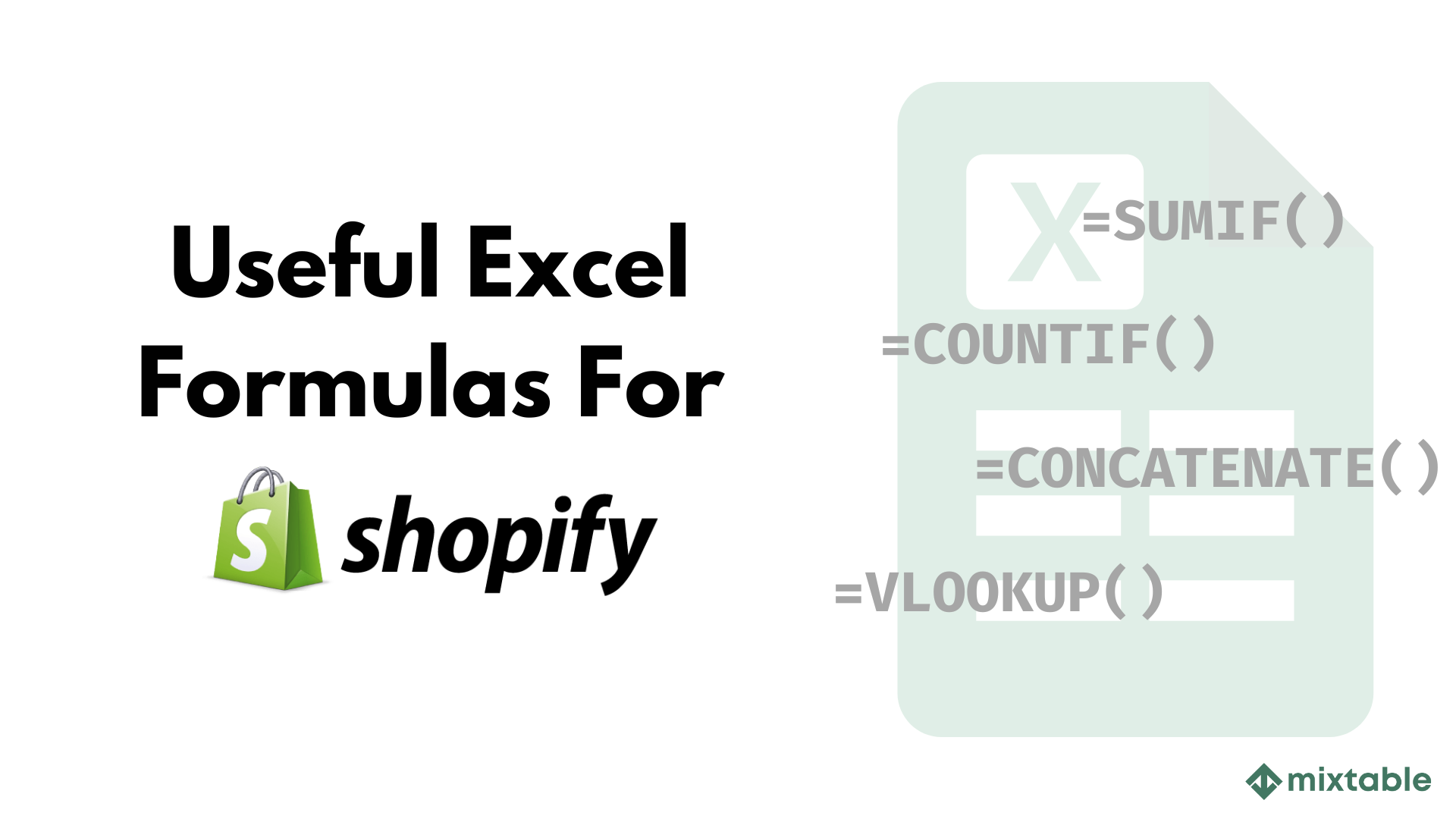 Excel Formulas For Your Shopify Store