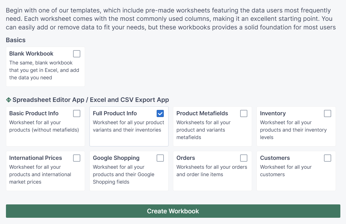 Full product template