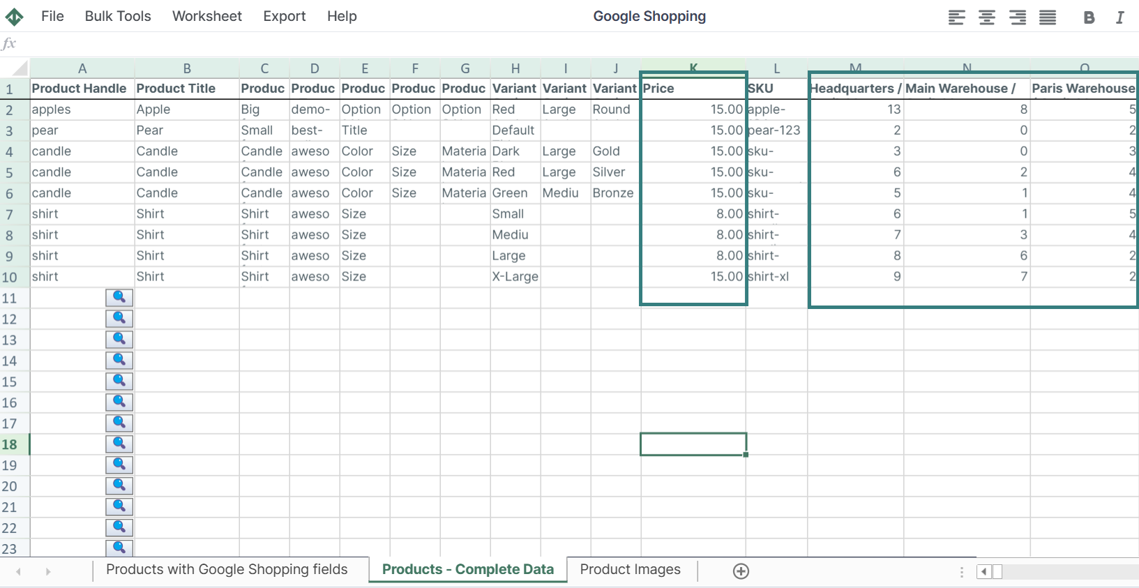 Google Shopping - Pricing and Inventory