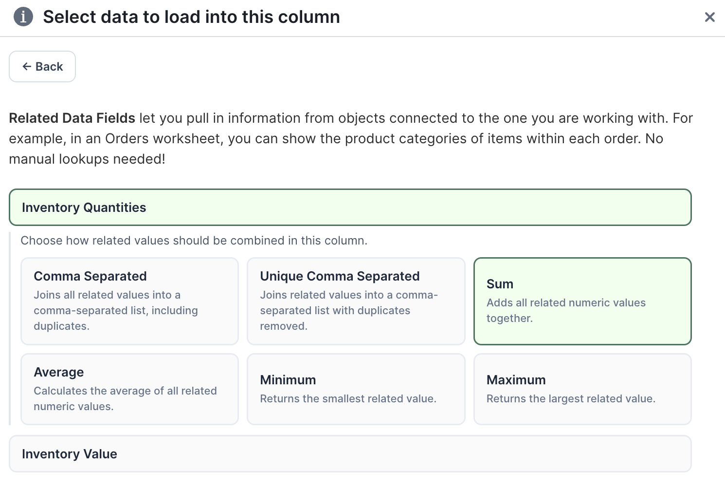 Inventory quantity summed per product
