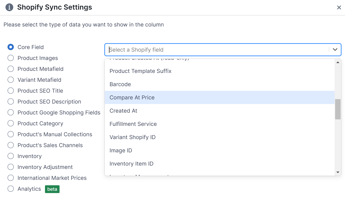 International prices template - compare at price