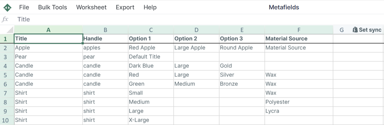 Product Metafields by variant