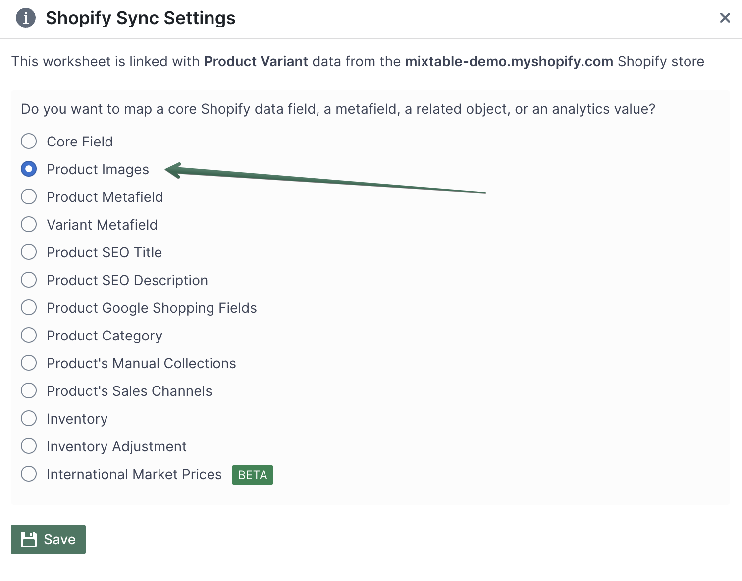 Shopify Product images can now be shown on a Products - Complete (with Variants) sheet with Mixtable