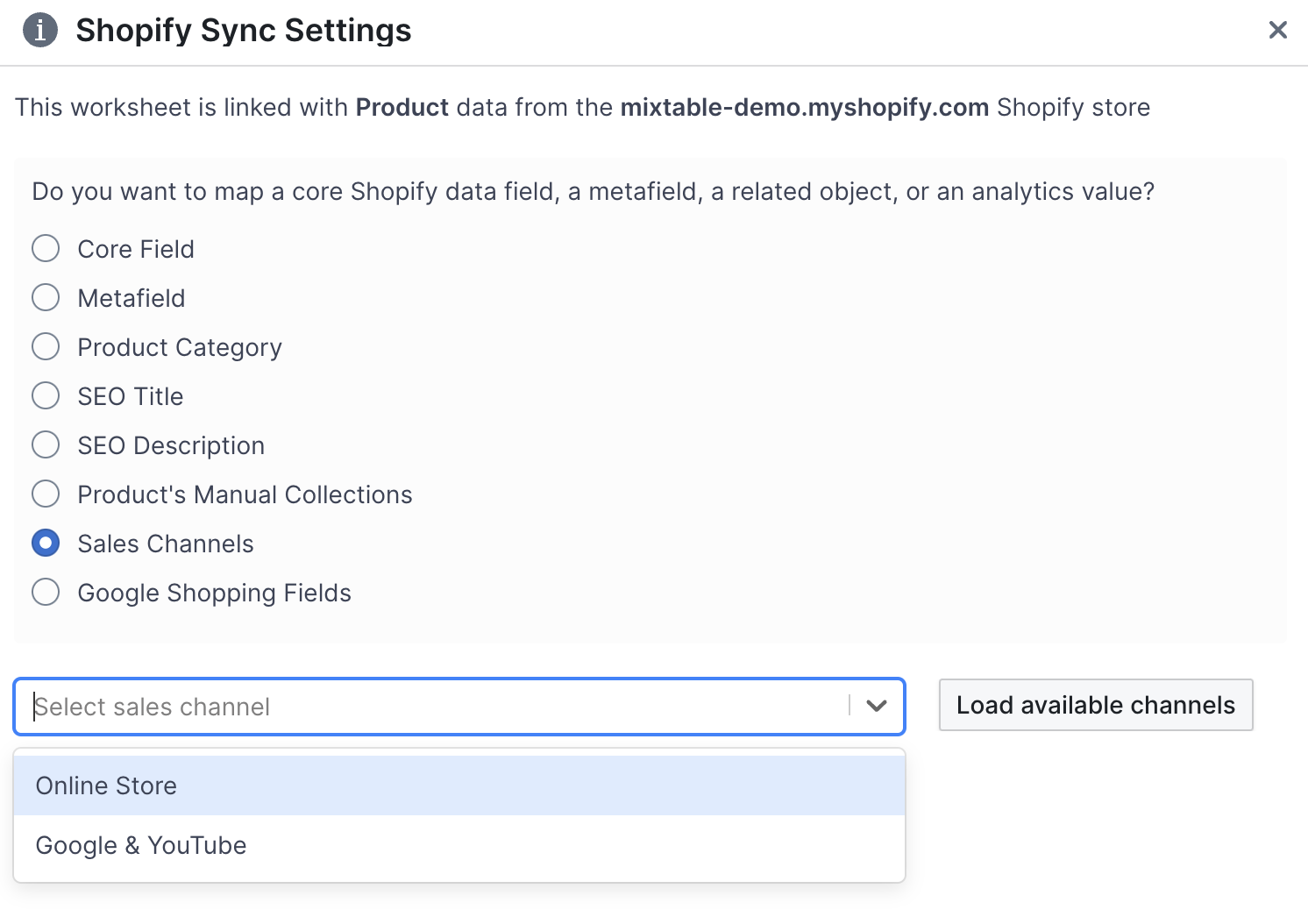 Shopify Sales Channels can be modified for products