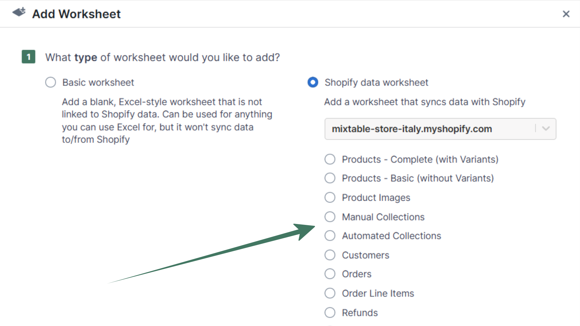 Shopify Collections Analytics in Spreadsheet