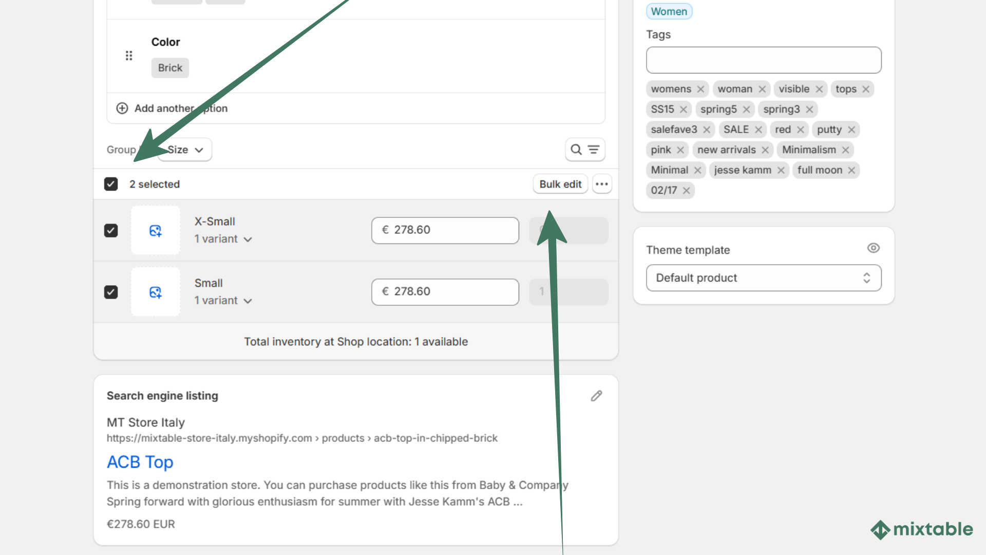 Add/Edit Variants to Shopify via Shopify Admin